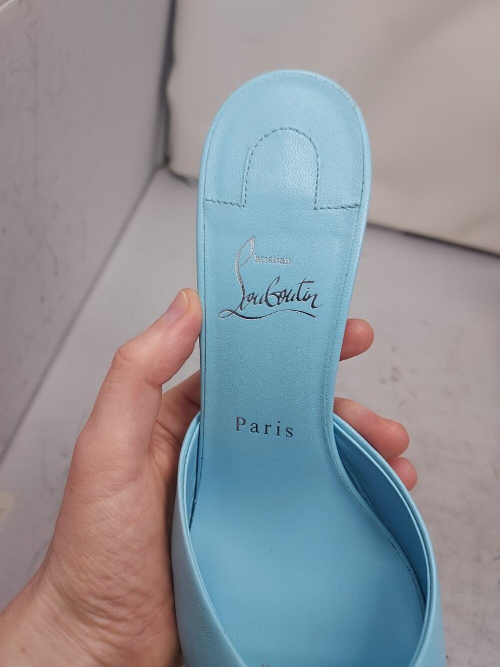 CHRISTIAN LOUBOUTIN Me Dolly Leather Blue Mule Sandal - Picture 6 of 12